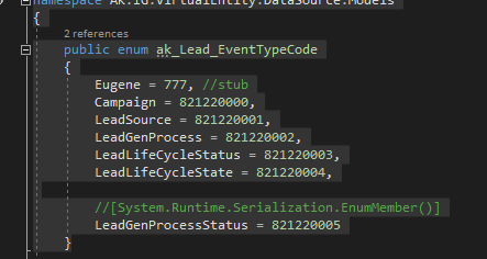 event type code example